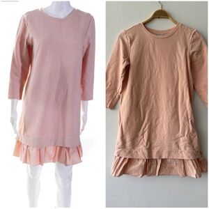EXC Eliane Rose Pink 3/4-Sleeved Sweatshirt Ruffle Hem Shift Dress Medium